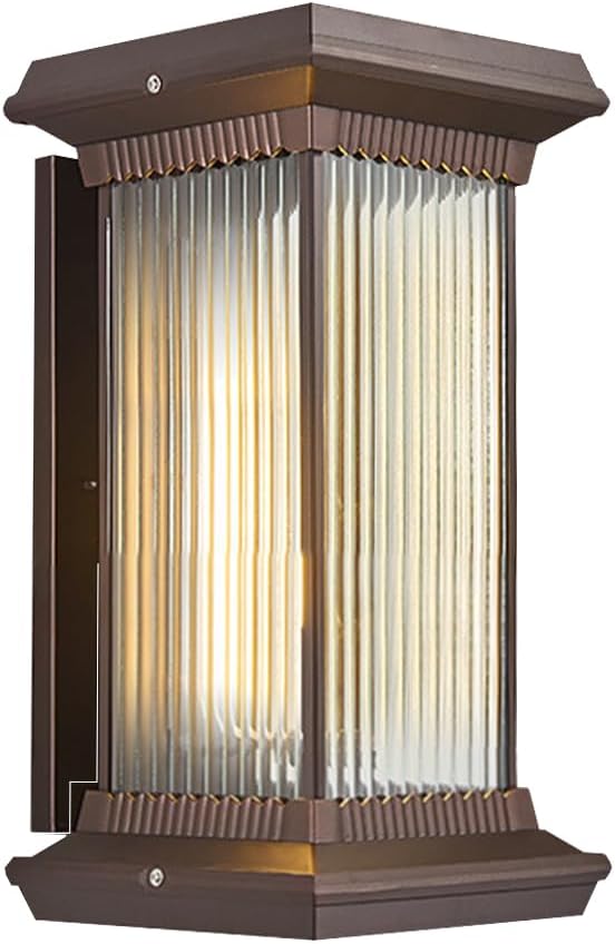 Solar Wall Light Outdoor Lantern Wall Sconce Waterproof Front Porch Lamp Exterior Wall Mount Lighting Fixture with Ribbed Glass for Patio Garage Garden Barn Yard House