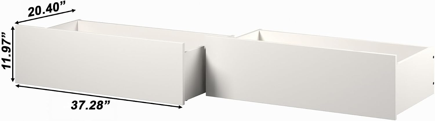 AFI Twin/Full Under Bed Storage Drawers (Set of 2), White