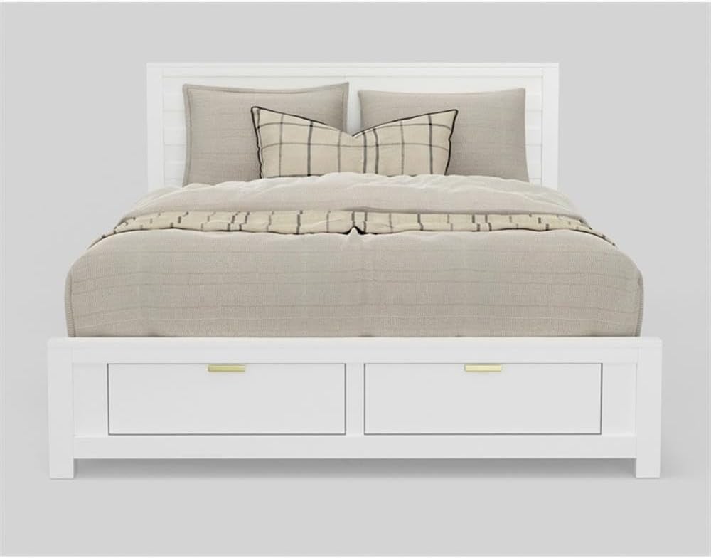 Alpine Furniture Carmel Queen Storage Bed, White
