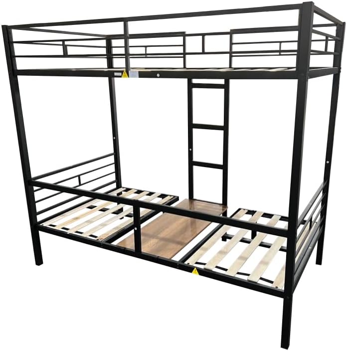 Twin Size Loft Bed with Table Sets Transformable to Twin Over Twin Bunk (Black + Steel + Twin)