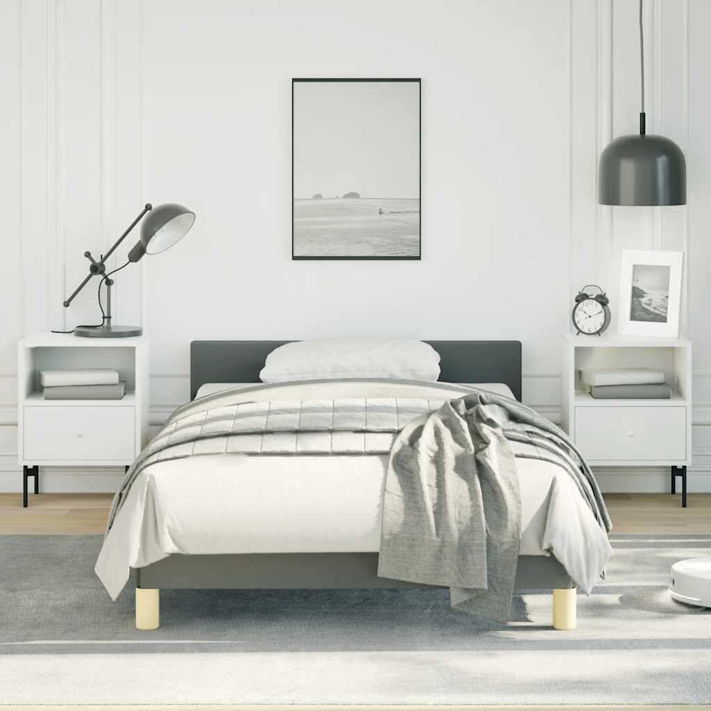 Twin XL Upholstered Bed Frame with Headboard in Dark Grey 100% Polyester Fabric, Engineered Wood Structure for Lasting Durability and Easy Assembly, Modern Minimalist Design