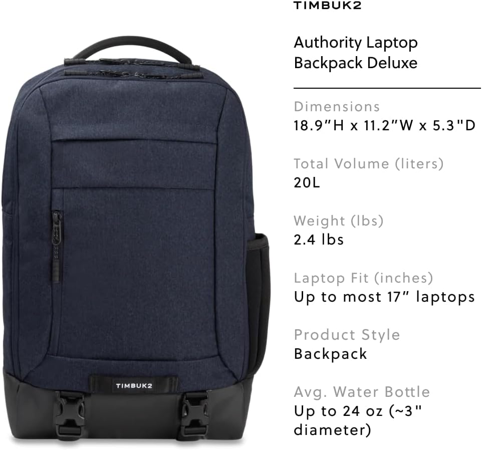 Timbuk2 Authority Laptop Backpack Deluxe, Eco Nightfall