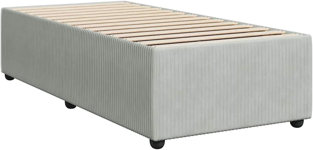 Light Grey Twin XL Velvet Bed Frame Modern Upholstered Platform Bed with Soft Fabric and Sturdy Plywood for Bedroom