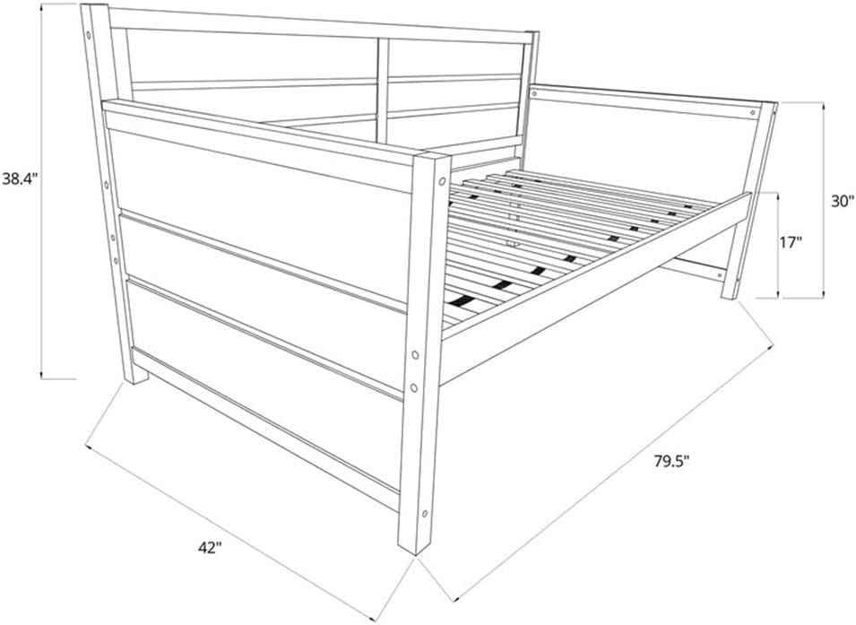 Kodiak Furniture Marisa Wood Daybed in Weathered White with Mattress