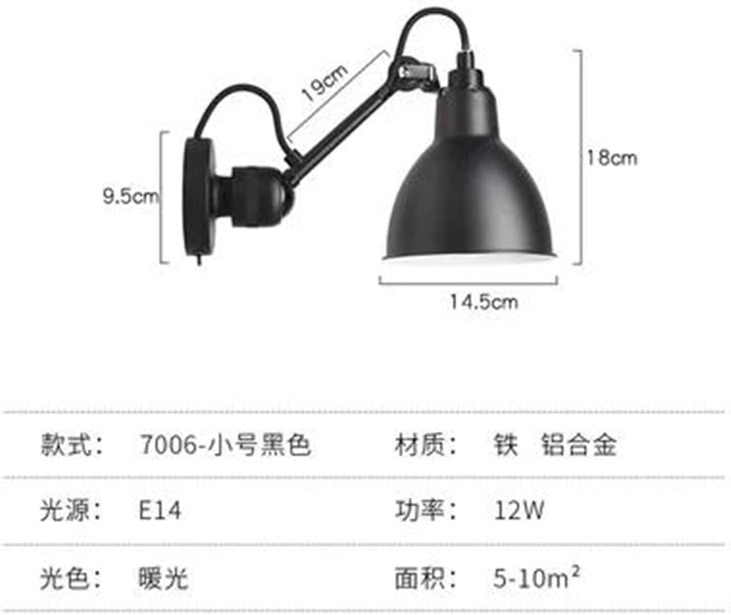 Wall Sconces, Nordic Modern Wall Lamp Beside Bedroom Study Living Room Ajustable Mechanical Arm Light LED Wandlamp Luminaria Sconce(Black)