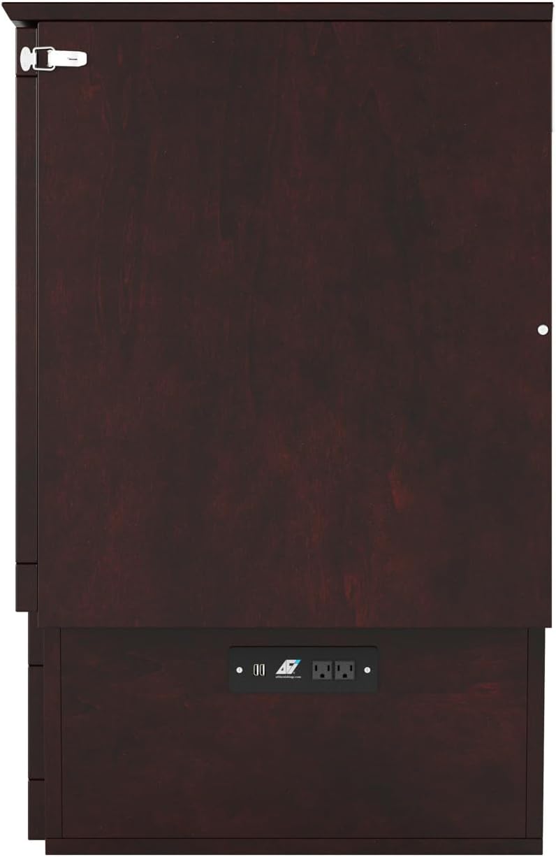 AFI, Monroe Full Murphy Bed Chest with 6' Mattress, Storage Drawer & Built-in USB Charger, Espresso