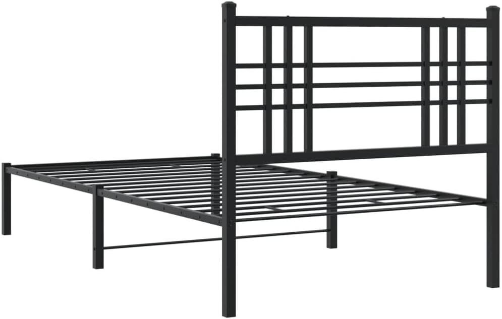 Twin Bed Frame Black Metal Platform Bed with Underbed Storage Modern Design for Bedroom Guest Room