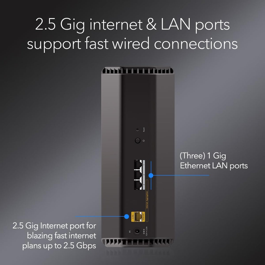 NETGEAR Nighthawk Dual-Band WiFi 7 Router (RS140) - Router Only, BE5000 Wireless Speed (up to 5.0 Gbps) - Covers up to 2,250 sq. ft., 80 Devices - 2.5 Gig Internet Port – Free Expert Help