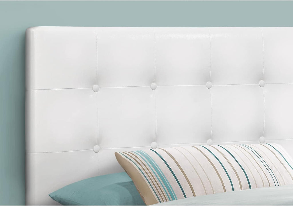 Monarch Specialties I 6002T Bed, Headboard Only, Twin Size, Bedroom, Upholstered, Pu Leather Look, White, Transitional