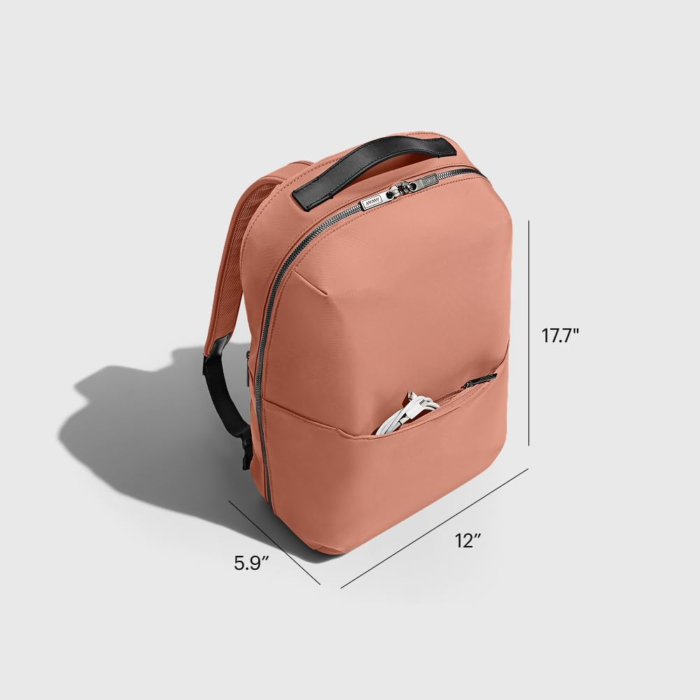 Away The Everywhere Zip Backpack - Personal Item Airline Approved Backpack with 16' Padded Laptop Sleeve, Water Bottle Pocket, Interior and Exterior Pockets - Fits Up to 16-Inch Laptops - Clay Pink