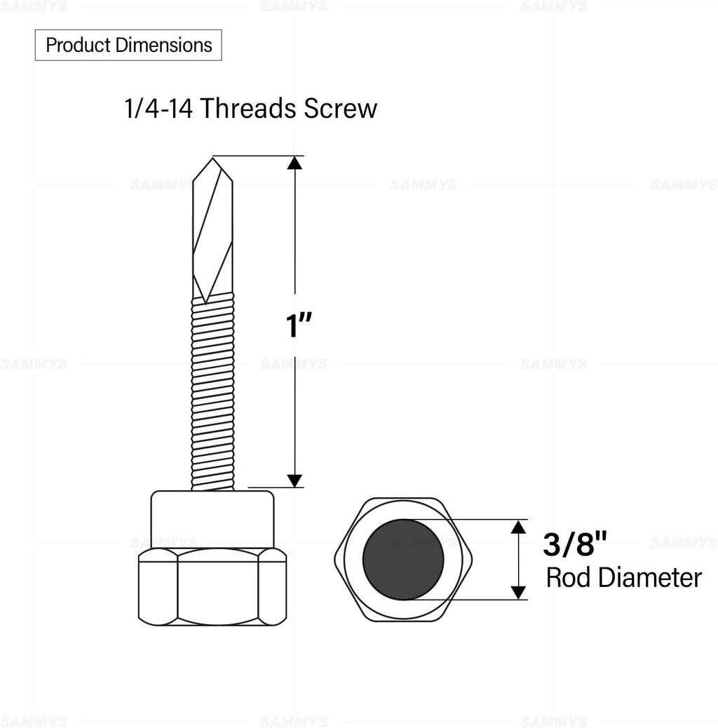 Everflow Sammys 8040957-100 DST 10 3/8 Inch Screw Vertical Threaded Rod Anchor Designed for Steel Structure, Steel with Electro-Zinc, Corrosion Resistance, 1/4-14 x 1 Inch Screw Length - (Pack of 100)