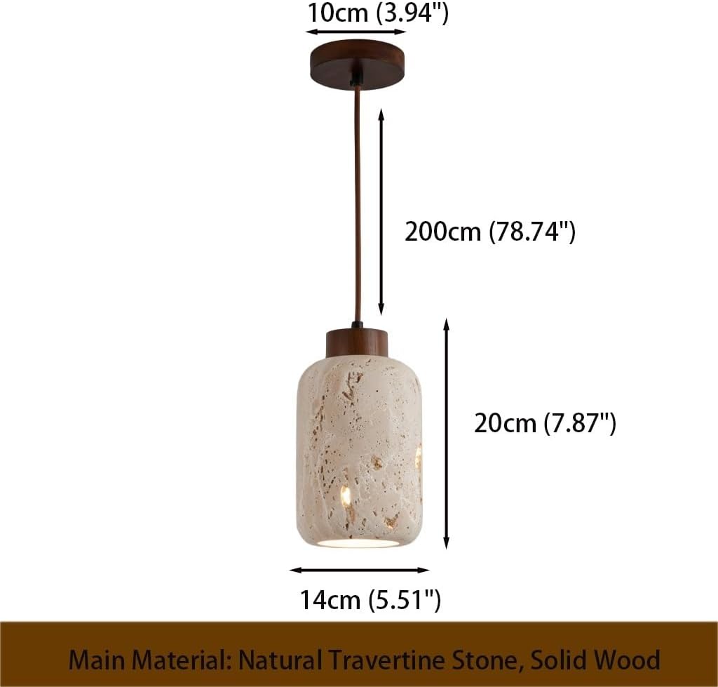 Lámpara Colgante Piedra Travertino Natural Pantalla Tipo ARO Luminaria Techo Luz Suspendida Chandelier para Cocina Isla Barra Recámara Entrada Iluminación Interior