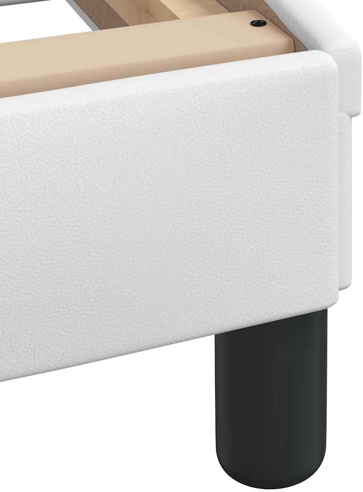 White Faux Leather Full Platform Bed, 55.9'x81.9'x29.3', Pine & Engineered Wood Support, Low-Profile Modern Headboard