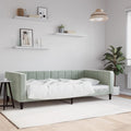 Light Gray Velvet Day Bed Frame Convertible Sofa to Bed, 4-Piece Upholstered Set with Sturdy Plywood Frame for Living Room Guest Room Bedroom, Minimalist Design Space Saving