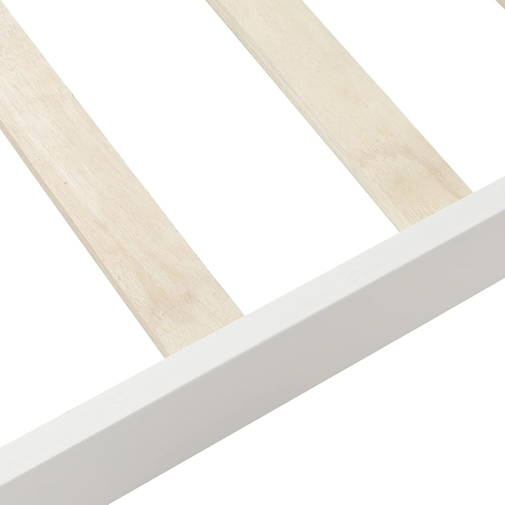 Twin Bed Frame, Twin Bed Headboard Wood Platform Bed White Twin Easy Assembly Bedroom Decor Set Noise Free