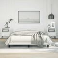 White Full Bed Frame with Headboard Platform Bed Faux Leather Upholstered No Box Spring Needed Sturdy Slat Support Bedroom Furniture