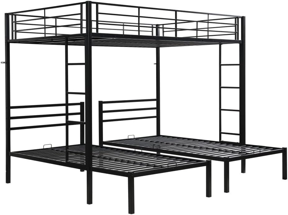 BUNK Bed Pink Twin Over Twin (Black + Metal-8)