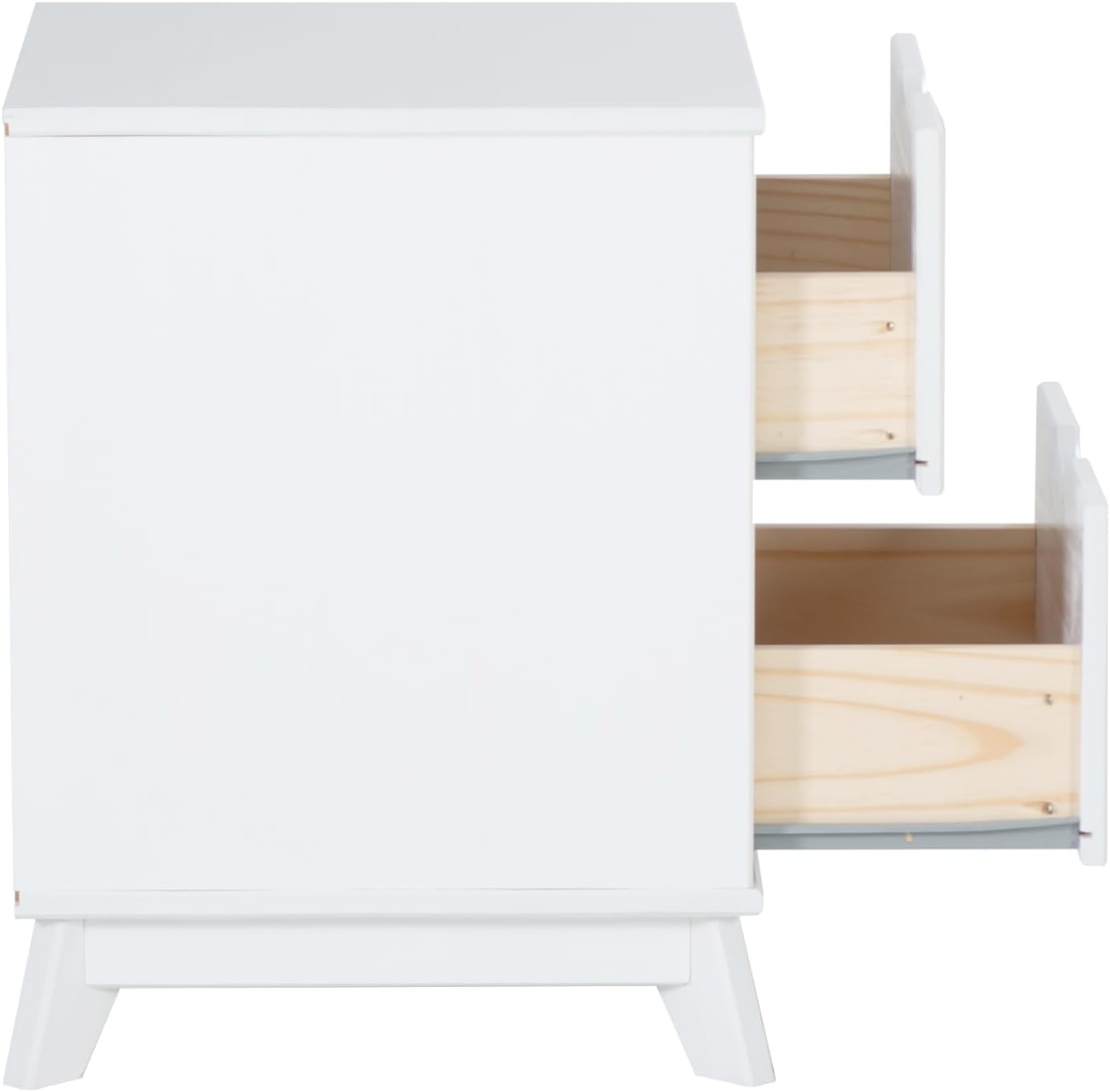 Powell Fordham White Solid Pine Wood Twin Sized Platform Bed with Set of 2 Two Drawer Nightstands