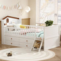 Bellemave Kids Platform Bed with Guardrail Headboard and Ladder, Twin Size Wooden Bed Frame with 4 Drawers for Boys Girls, White