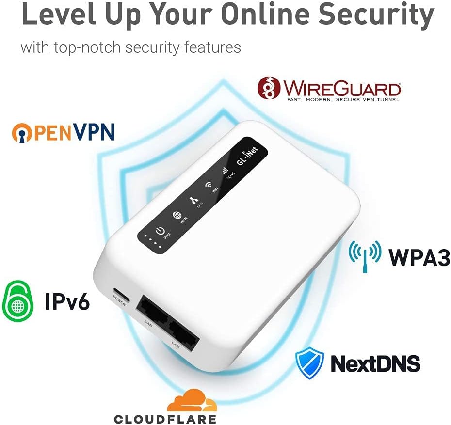 GL.iNetGL-XE300(Puli) 4GLTEMobileSmartVPNRouter|PortableWiFiWirelessTravel Hotspot,SupportATT,T-Mobile,Router/AccessPoint/Extender/WDSMode,OpenWrt, 5000mAhBattery,OpenVPNClient (EC25-AF)