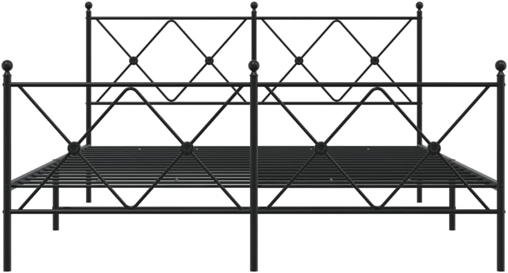 King Size Metal Bed Frame with Headboard and Footboard, Sturdy Steel Construction, Black Powder Coated Finish, Underbed Storage Space, Easy Assembly, Traditional Rectangular