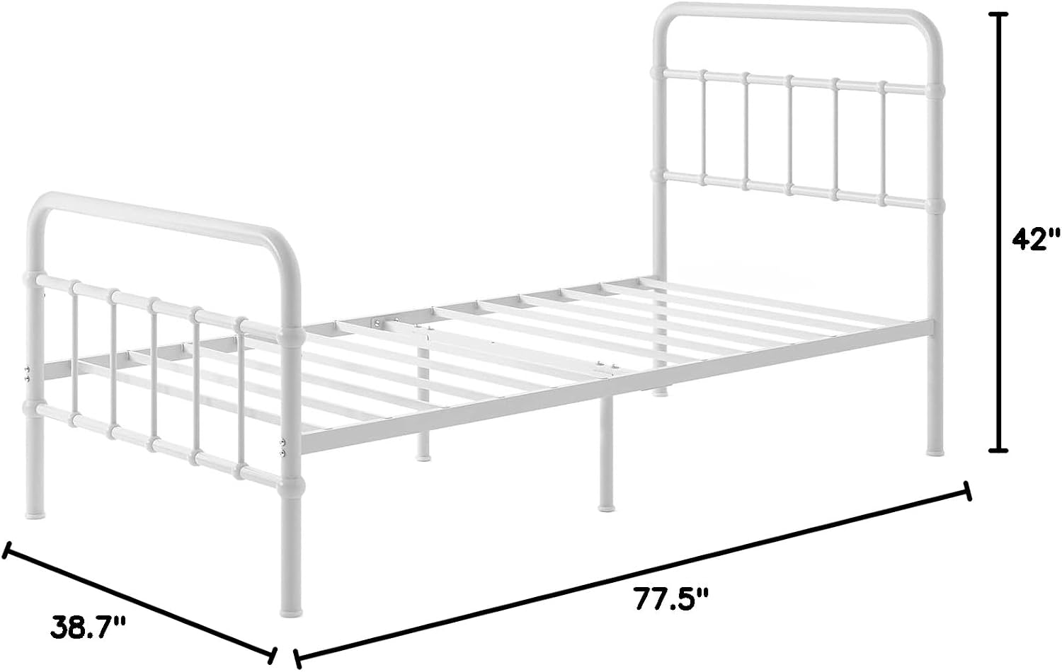 Zinus Florence Metal Platform Bed Frame, Mattress Foundation, No Box Spring Needed, Easy Assembly, White, Twin
