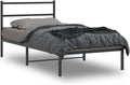 Metal Bed Frame with Headboard Twin Size Platform Base Black Sturdy Steel Construction Underbed Storage Space for Bedroom
