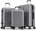 Sweetcrispy 3 Piece Luggage Set, ABS Hard Shell Carry On Suitcase with Smooth Spinner Wheels and TSA Lock, Lightweight Rolling Travel Luggage 20/24/28 Inch for Travel Business Vacation, Dark Grey