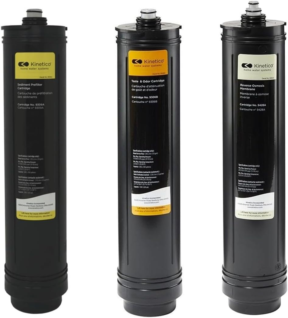 Kinetico - Set of three replacement Water Filter Cartridges (Part No. 9309A Yellow, 9306B Orange & 9428A Ivory) Pack for K2 and A200 Aquakinetic system