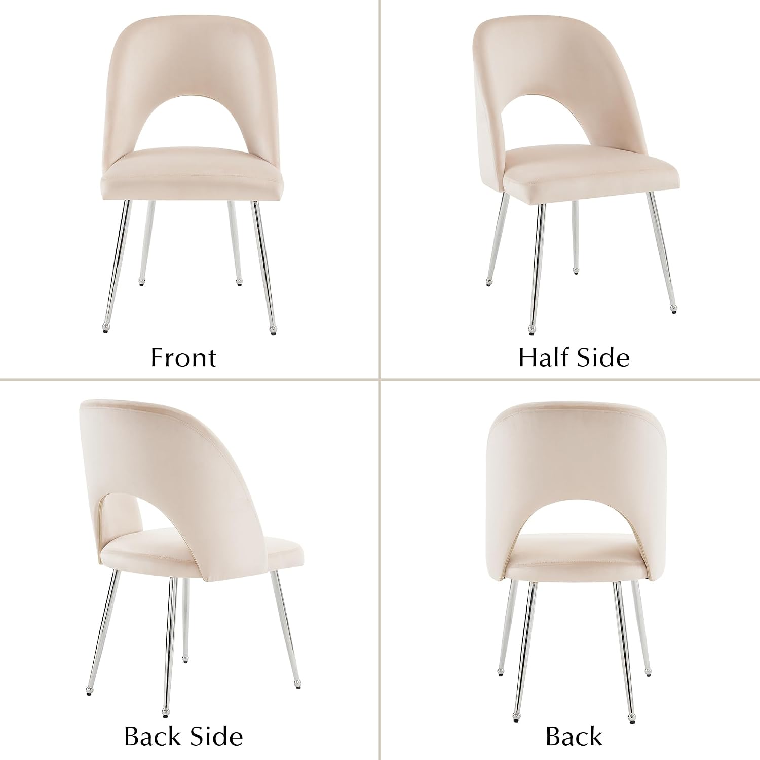 Luxury Velvet Swivel Dining Chairs Set of 2 Beige Chairs for Living Room or Bedroom Single Light Luxury Design Metal Legs Elegant Furniture for Home Décor (Beige Set of 4)