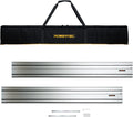 POWERTEC 110' Track Saw Guide Rail Joining Set for Kreg Track Saws, Include 2x55' Extruded Aluminum Guide Rail, 2 Rail Extension Connectors and Protective Carrying Bag (71992)