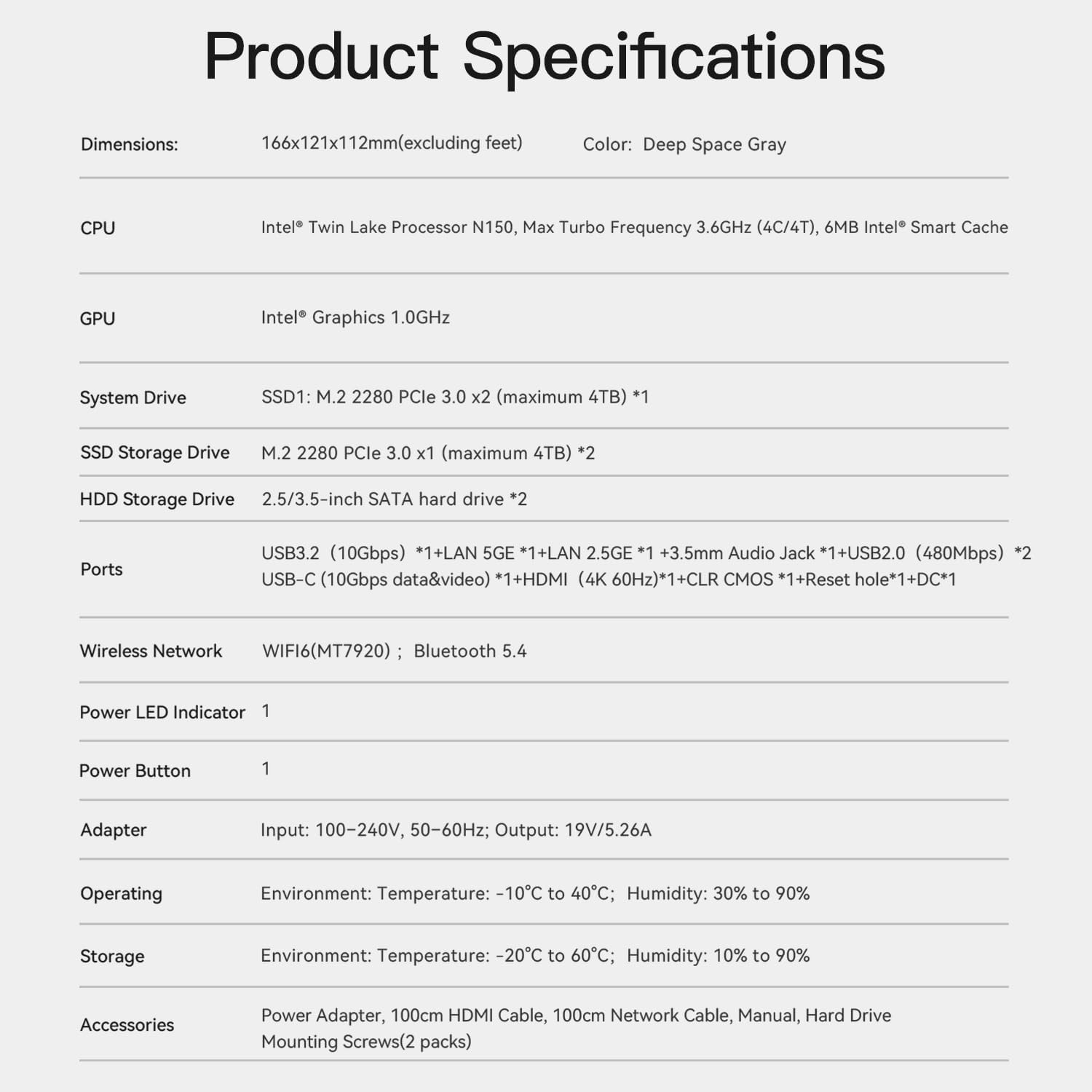 Beelink Mini PC, ME Pro NAS N150 16GB LPDDR5 1TB SSD, 2.5G+5GE LAN/WiFi 6/BT5.4, Mini Desktop Computer 3*M.2 PCIe3.0 SSD Slots + 2*HDD Bays for Office/HTPC/NAS Storage/Data Center