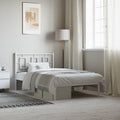 Metal Twin Bed Frame with Headboard White 39.4'x78.7' Platform Bed Frame Sturdy Steel Construction Underbed Storage Space for Bedroom Guest Room