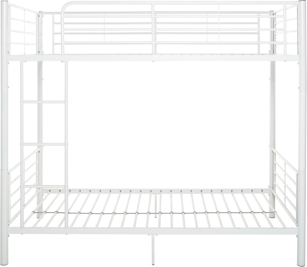 Walker Edison Elodie Urban Industrial Twin Over Twin Metal Bunk Bed, Twin Over Twin, White