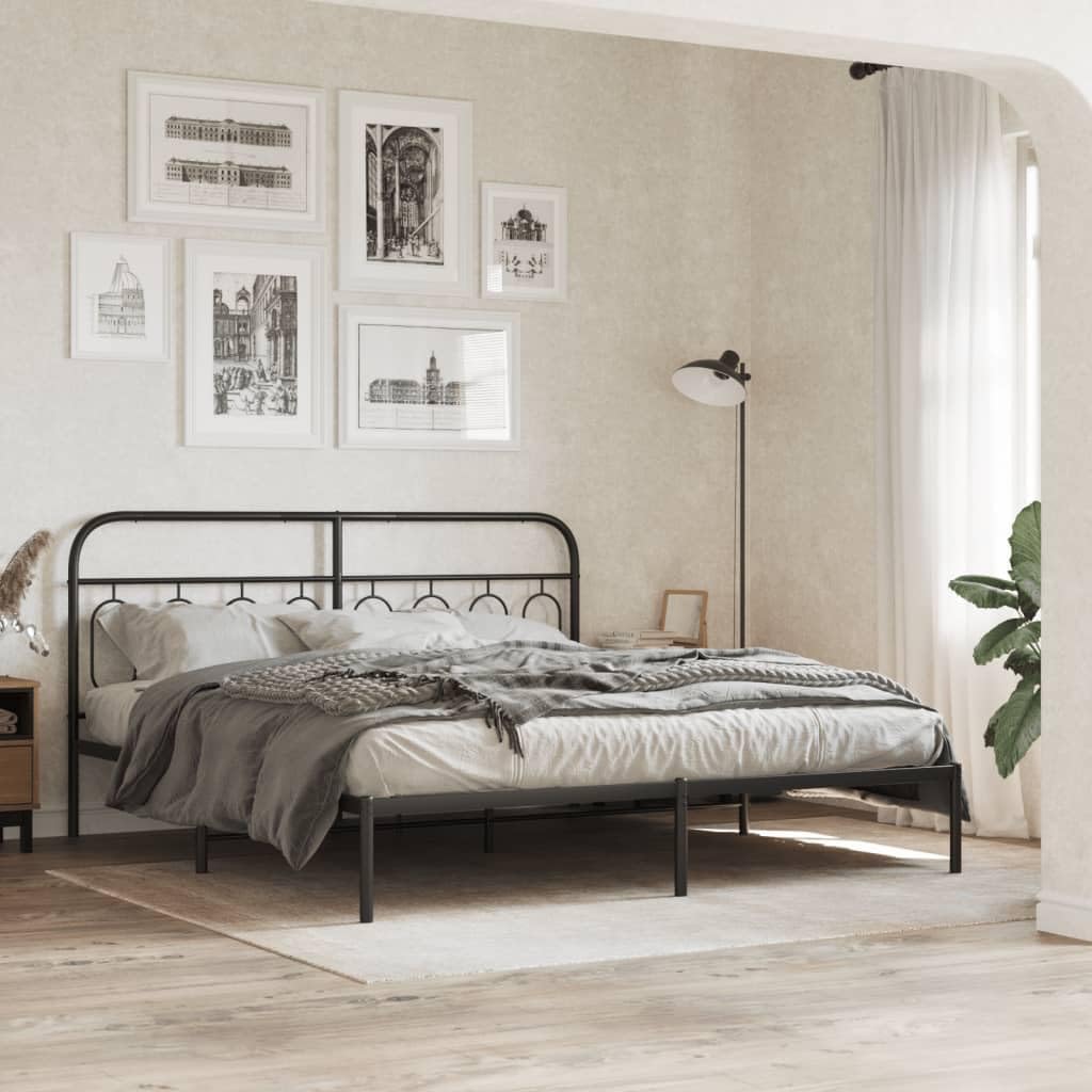 Black Steel Full Bed Frame Rectangular Modern Design with Heavy-Duty Construction and Ample Underbed Storage Space for Mattress Support and Airflow
