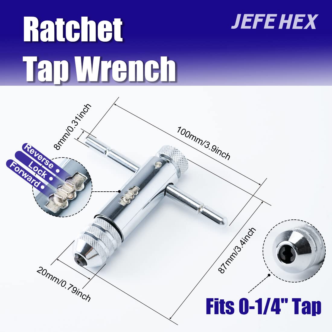 JEFEHEX 18pcs Drill and Tap Set with 1 Piece T-Handle Ratchet Tap Wrench, Tap Range 6-32NC—1/2'-13NC, Black and Gold Premium HSS Jobber Length Drill Bits and Hand Plug Taps with Metal Indexed Box