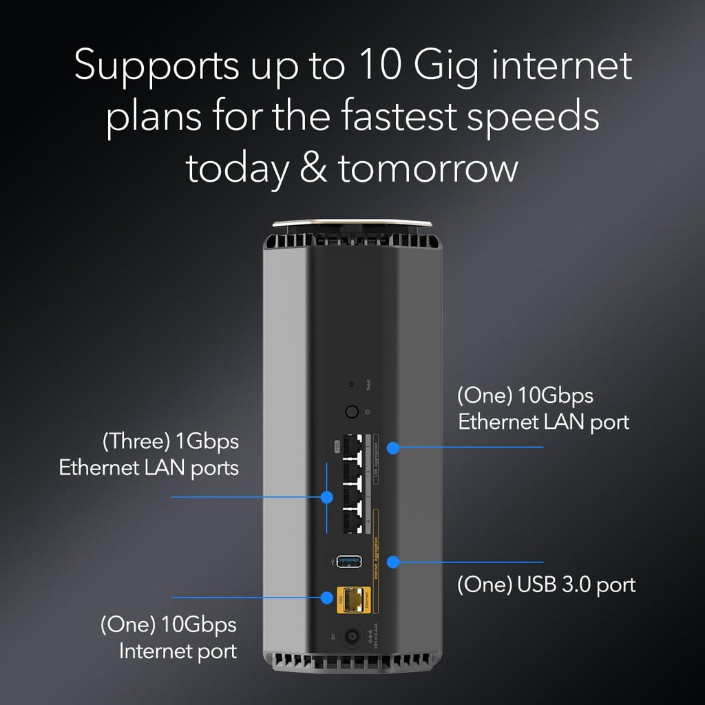 NETGEAR Nighthawk WiFi 7 Router (BE17000) – Router Only, 17 Gbps Wireless Speed, 10 Gig Internet Port, Tri-Band for Gaming, Covers 3,300 sq. ft., 150 Devices, VPN – Free Expert Help