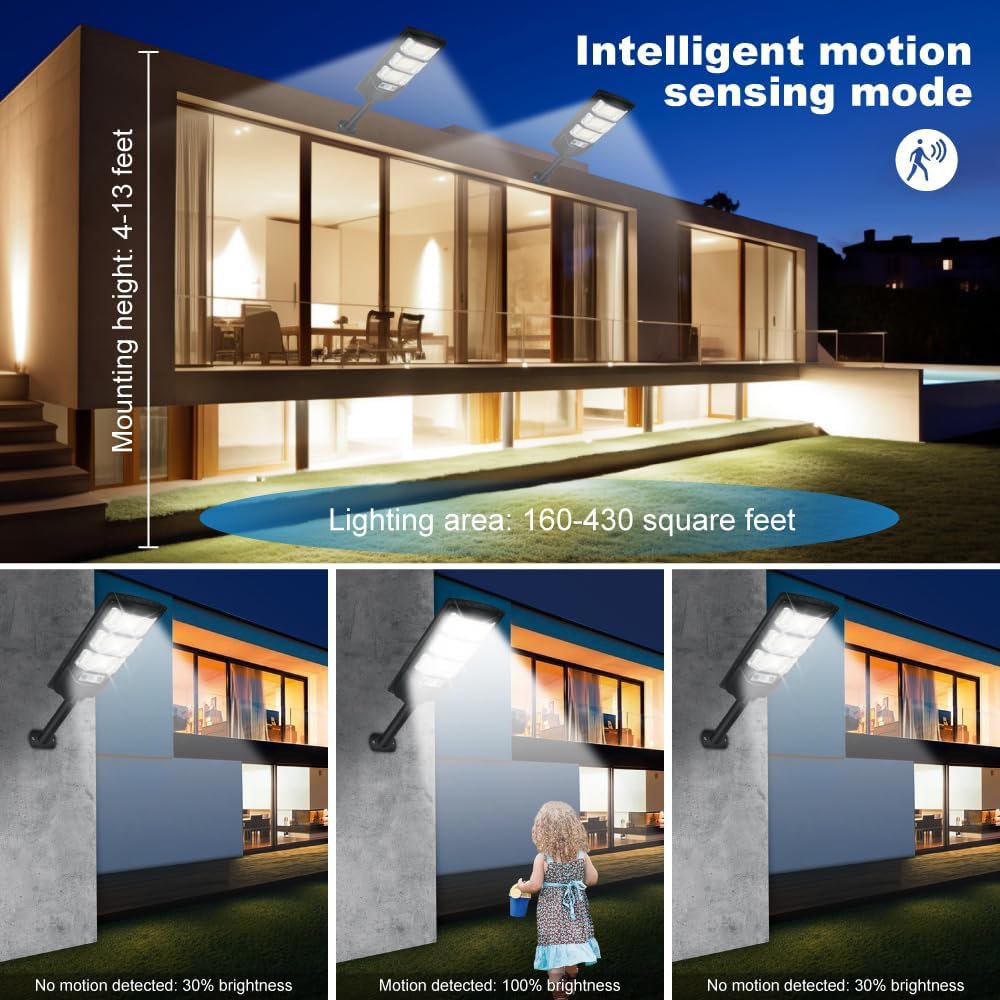 Solar Lights Outdoor Waterproof 6 Pack, Solar Flood Street Lights Dusk to Dawn Motion Sensor 6500K LED Security Outdoor Lights with Remote Control for Patio Barn Yard Garage Garden