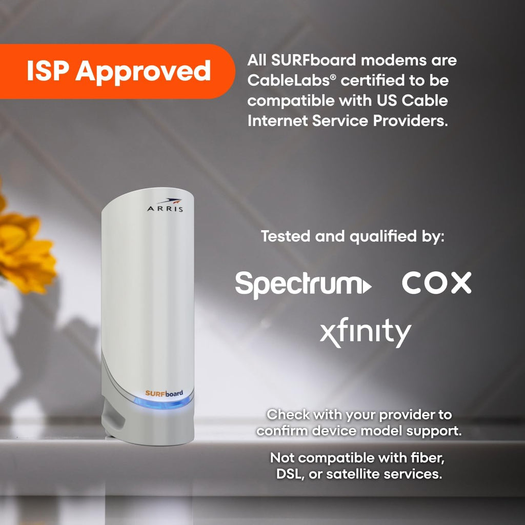 ARRIS SURFboard S33 DOCSIS 3.1 Multi‑Gig Cable Modem | 2.5Gbps + 1Gbps Ethernet Ports | Works with Xfinity, Cox, Spectrum | For Cable Internet Plans up to 2.5Gbps | Modem Only, Router Required