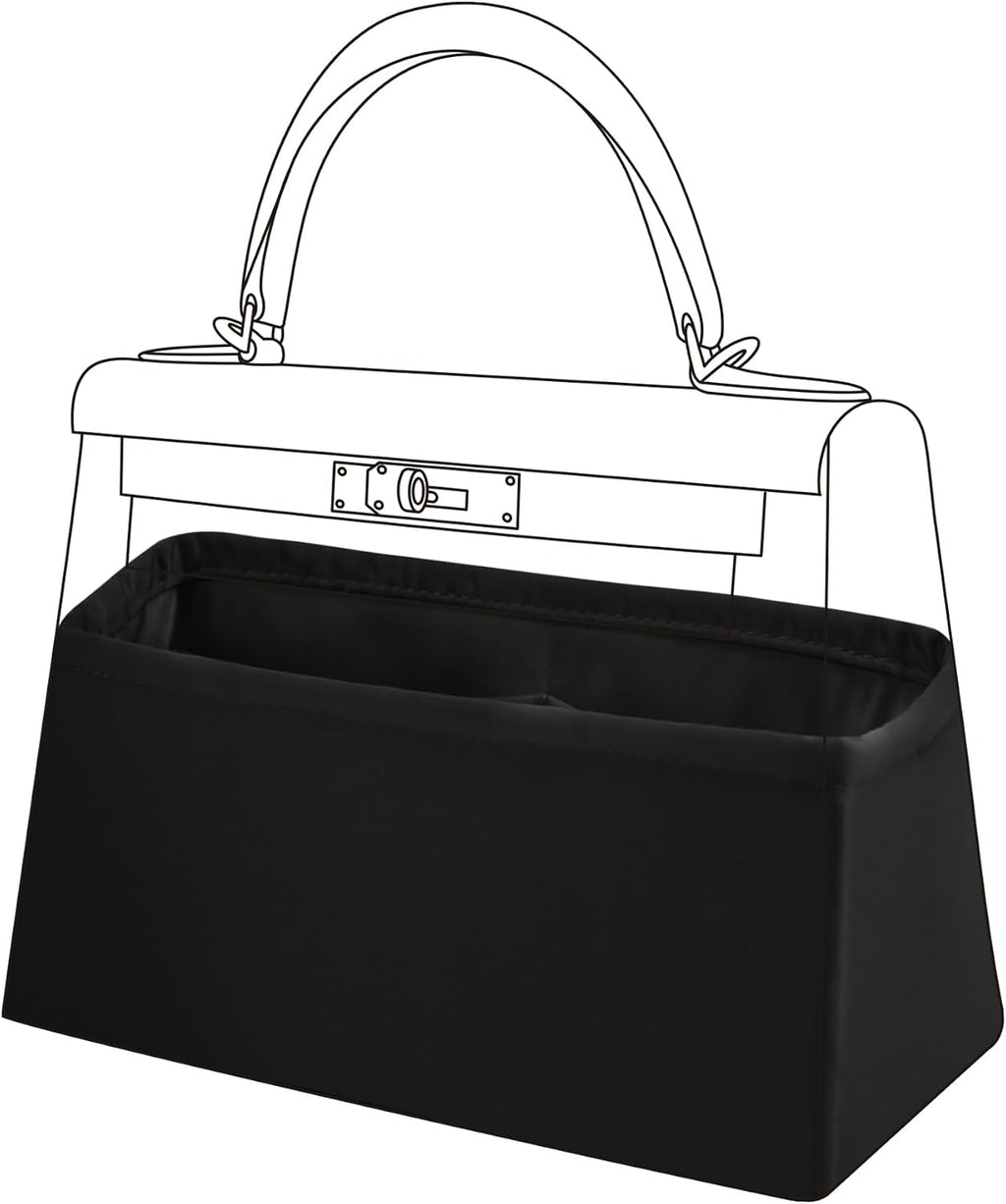 DGAZ Bag Organizer Insert For Kelly pochette/mini II /20/25/28/32/35/40/42/45 Bags, Silk Purse Organizer, Simplicity Handbag & Tote Organizer(Black,KL42)
