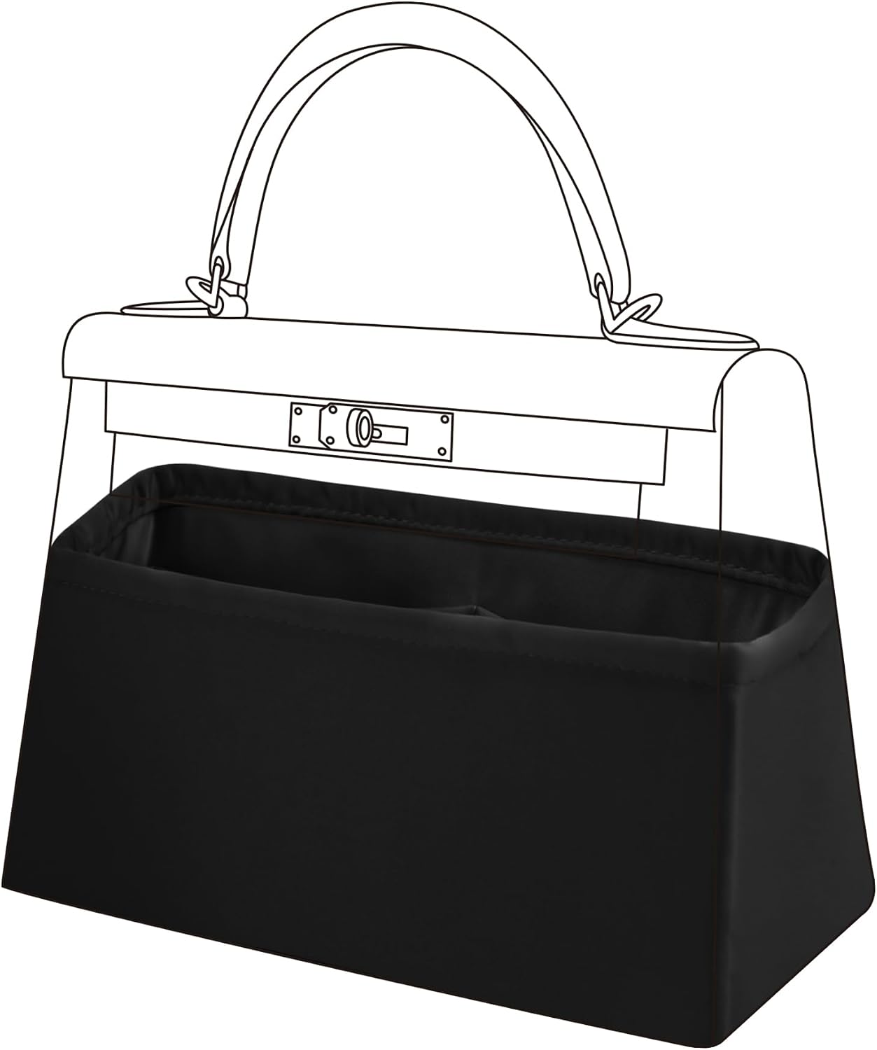 DGAZ Bag Organizer Insert For Kelly pochette/mini II /20/25/28/32/35/40/42/45 Bags, Silk Purse Organizer, Simplicity Handbag & Tote Organizer(Black,KL42)