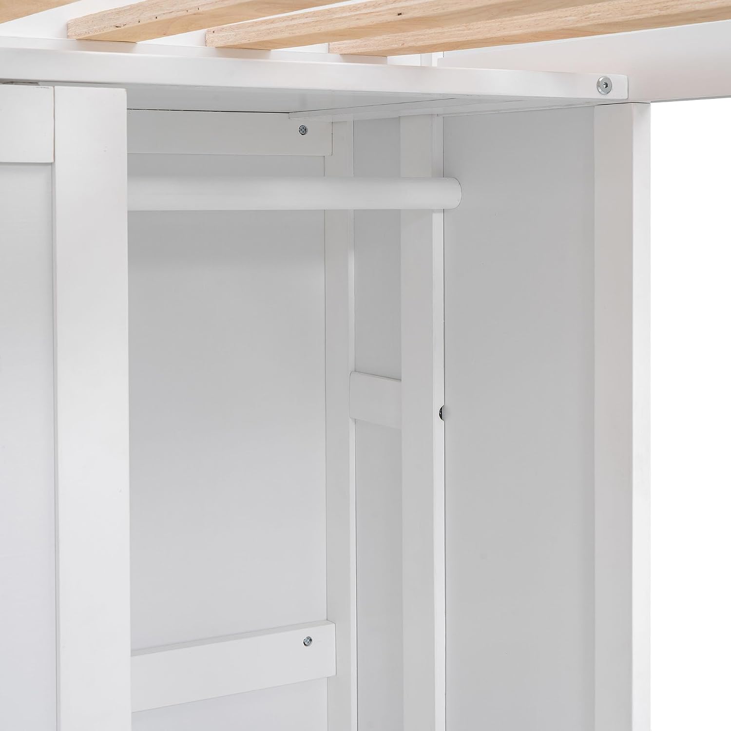 Wood Twin Size Loft Bed with Multiple Built-in Desk,Storage Shelves and Wardrobe,for Kids Boys Girls Teens Adults Bedroom (White@Cabinet, Twin)