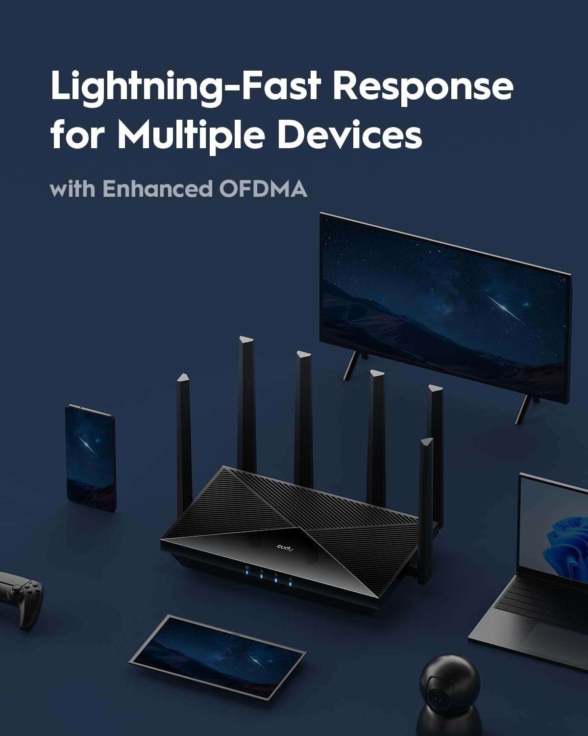 Cudy BE6500 WiFi 7 Router Dual Band Gigabit Gaming Router, 6500Mbps, VPN Client and Server, Cudy Mesh and APP Compatible, Broadcom 2 GHz Quad-Core CPU, WR6500