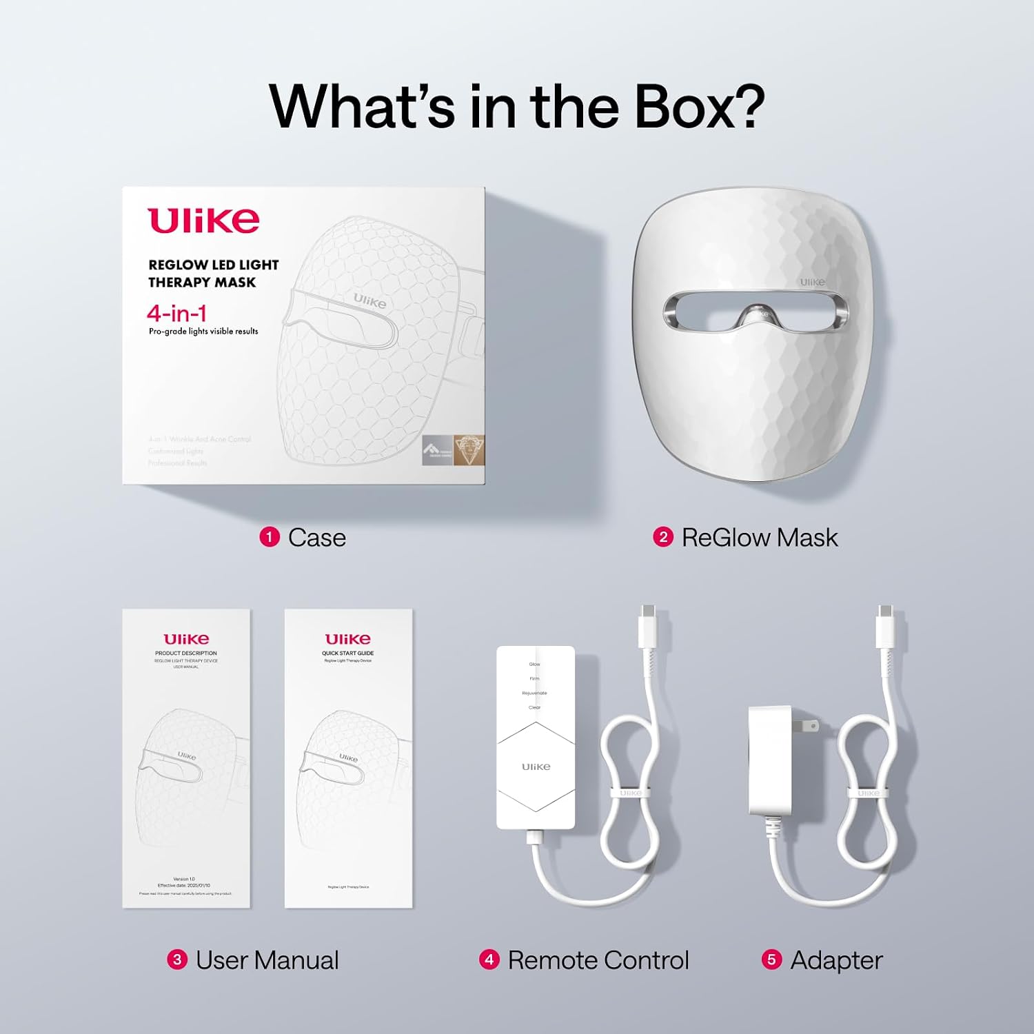 Ulike ReGlow LED Face Mask, Red Light Therapy for Face, Red, Blue, Yellow & Infrared Light Therapy for Acne & Anti-Ageing, Cordless, Remote Control, Eye Protection, Home Skincare Device for Women Wife