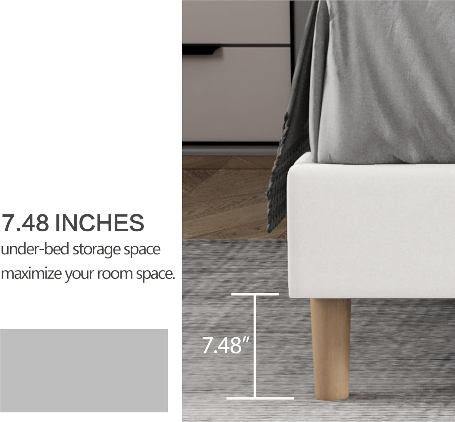 Twin Size Bed Frame with Headboard, Modern Upholstered Velvet Platform Bed, Heavy Duty Wooden Slats Support, No Box Spring Needed, Noise-Free & Easy Assembly, Beige