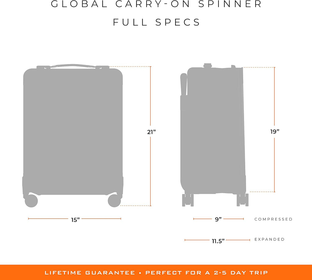 Briggs & Riley Global 21' Carry On Expandable Spinner - Luggage for International Travel, Suitcases with Wheels, Softside Rolling Bag for Men & Women, Self-Repairing Zipper - Baseline Collection, Navy