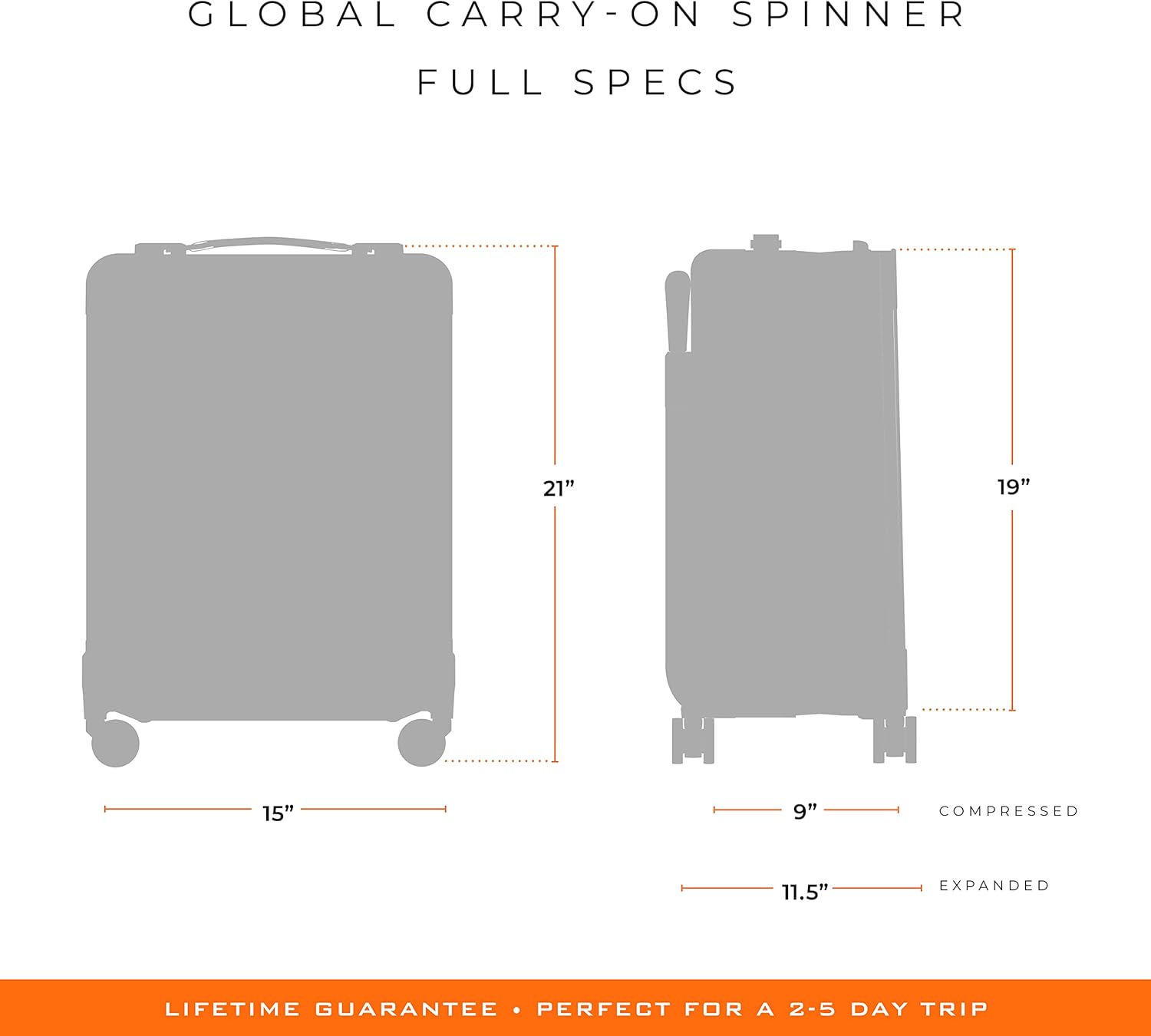 Briggs & Riley Global 21' Carry On Expandable Spinner - Luggage for International Travel, Suitcases with Wheels, Softside Rolling Bag for Men & Women, Self-Repairing Zipper - Baseline Collection, Navy