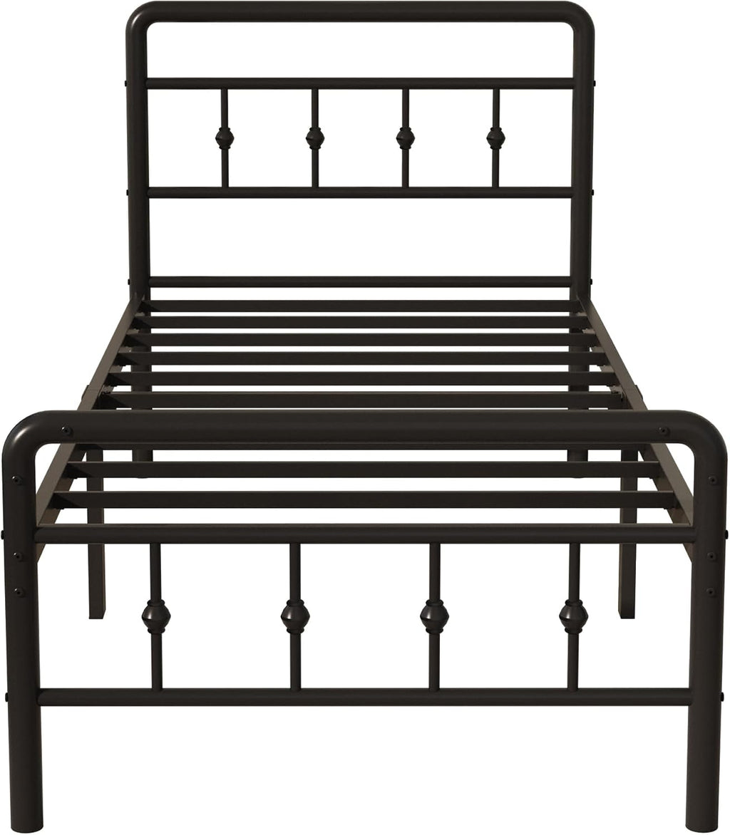 DiaOutro 16 Inch Twin XL Bed Frame with Headboard and Footboard, Classic Metal Platform No Box Spring Needed Heavy Duty Victorian Style Iron-Art Mattress Foundation/Under Bed Storage