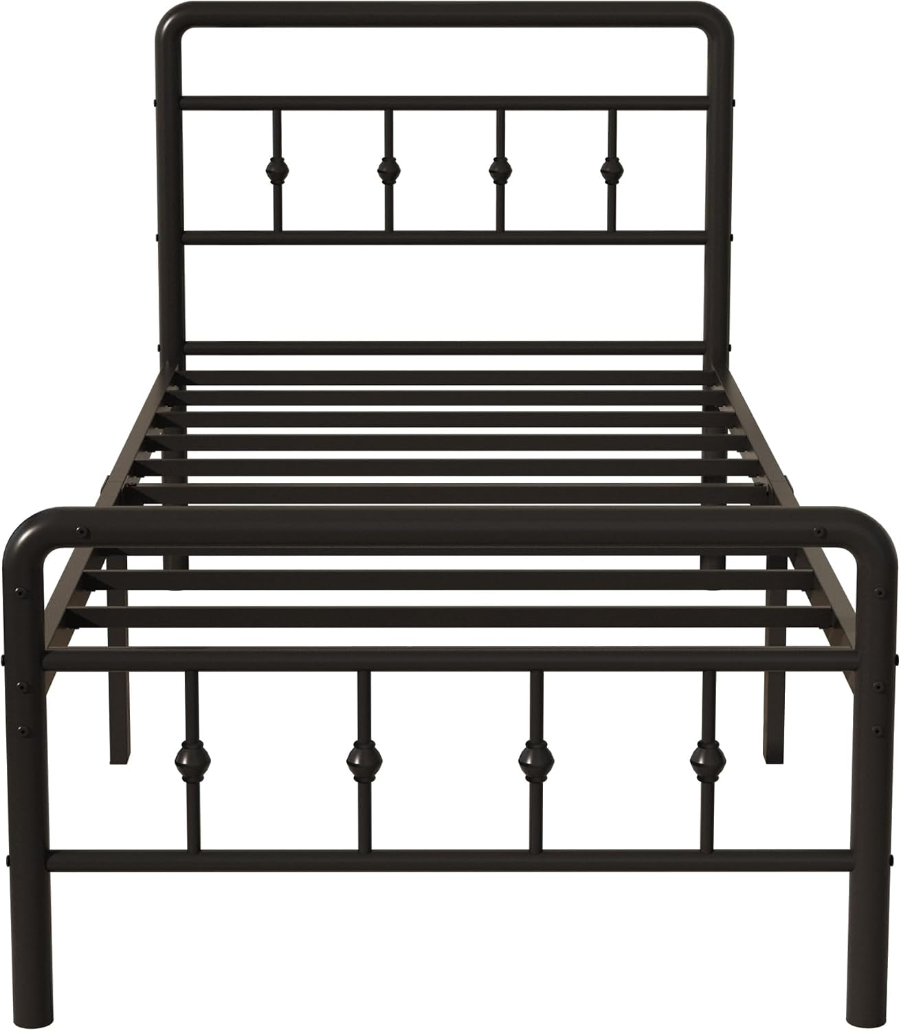 DiaOutro 16 Inch Twin XL Bed Frame with Headboard and Footboard, Classic Metal Platform No Box Spring Needed Heavy Duty Victorian Style Iron-Art Mattress Foundation/Under Bed Storage