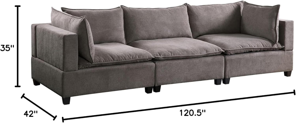 Daesar Sofa 3 Seater, Wood Frame, Light Grey Fabric Sofa Furniture for Small Space, Living Room, Bedroom, Studio, Apartment